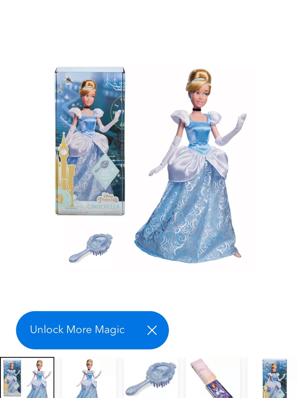 Disney Cinderella Doll - Light Blue and White Dress